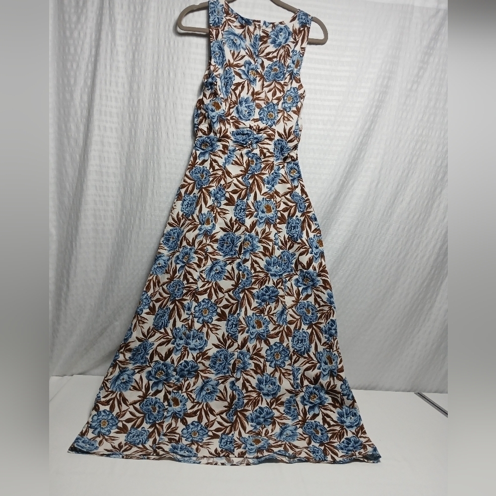 Madewell Sleeveless V Neck Midi Dress In Floral. Size 4 - Picture 8 of 12